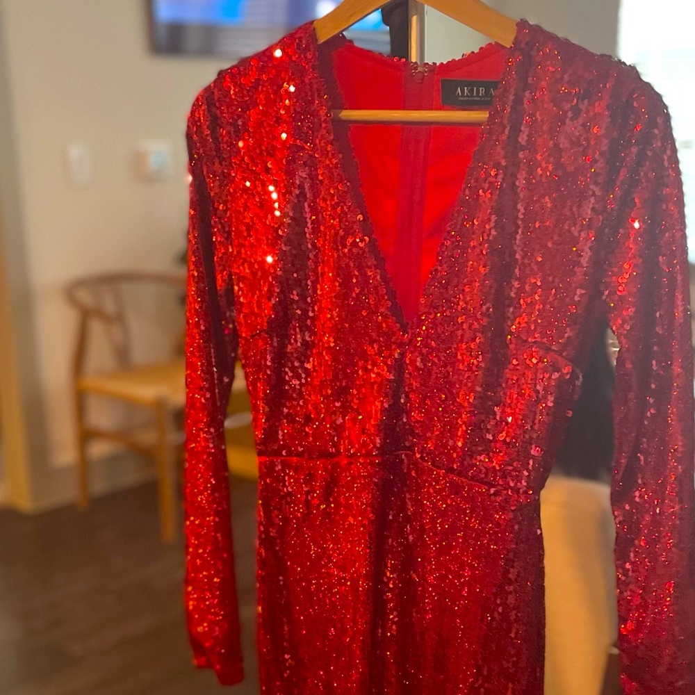 Red holiday sequins dress